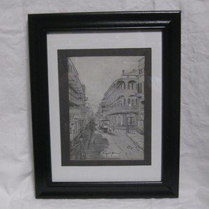 Royal Street New Orleans Pencil Drawings by Archie Boyd Framed and Matted